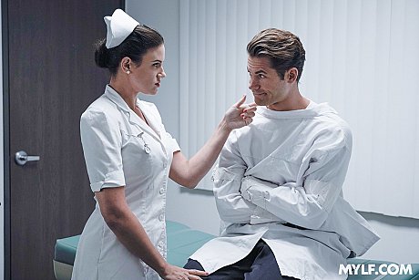 Naughty nurse Penny Barber fucks a hung patient & gets her large melons jizzed - Image 4 of 20  in Cumshot category   featuring Penny Barber 