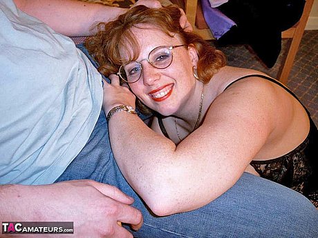 UK amateur Curvy Claire wears her glasses during oral sex with a husband bf dude - Image 1 of 19  in MILF category   featuring Curvy Claire 