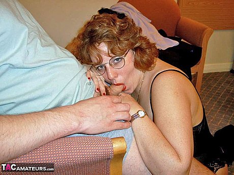 UK amateur Curvy Claire wears her glasses during oral sex with a husband bf dude - Image 8 of 19  in MILF category   featuring Curvy Claire 