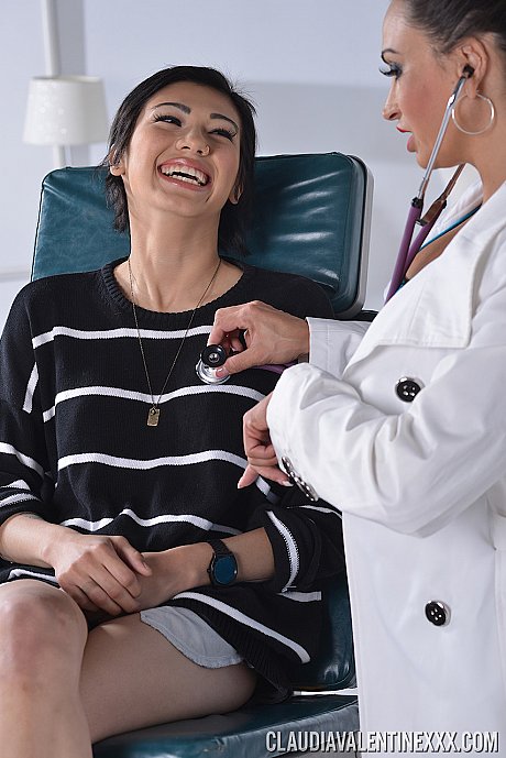 Nasty gynecologist Claudia Valentine toying & vagina licking a fresh teen brunette - Image 2 of 21  in Lesbian category   featuring Claudia Valentine, Aubrey Luna 