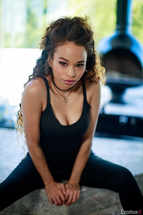 Ravishing ebony babe Cecilia Lion swallows a white cock & balls before fucking - Image 2 of 21  in Amateur category   featuring Lucas Frost, Cecilia Lion 