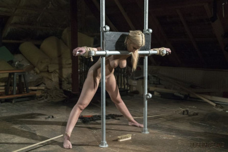 Blond sex slave Roxy Risingstar find herself being tortured while in bondage - #649064