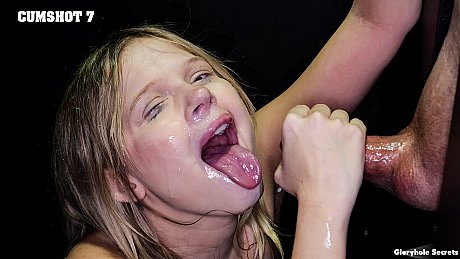 Petite yellow-haired Coco Lovelock blows off a bunch of schlongs at a gloryhole - Image 15 of 15  in Close Up category   featuring Coco Lovelock 