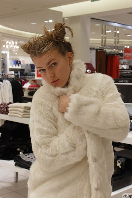 Russian babe Tatiana Penskaya flashing her tits and vagina in the mall - Image 8 of 12  in Outdoor category   featuring Tatiana Penskaya 