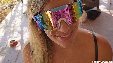 Blondy MILF Lilly takes a cumshot on her sunglasses during outdoor sex - Image 10 of 10  in Pussy category   featuring Lilly 