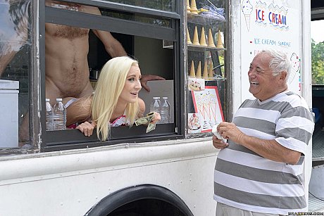 Yellow-haired girl chick working the ice cream stand gets caught having sex at work - Image 10 of 21  in Pussy category   featuring Jade Amber 