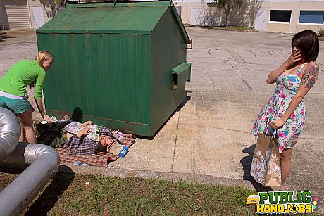 Kinky teens Raquel Roper and Jessie young teenie undress a dude and jack him off - Image 4 of 20  in Outdoor category   featuring Jessie Young, Raquel Roper 