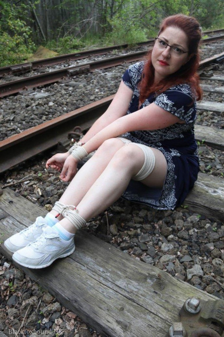 Fully clothed ginger is left gagged and bound on railway tracks - #318949