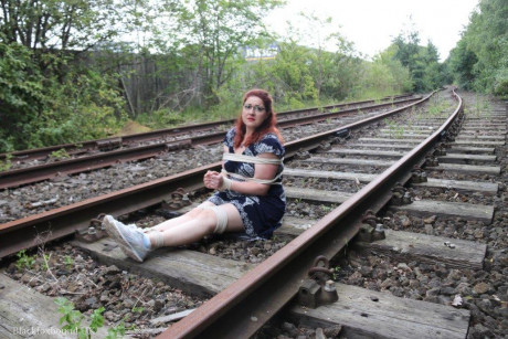 Fully clothed ginger is left gagged and bound on railway tracks - #318953