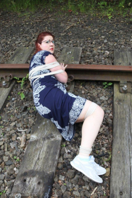 Fully clothed ginger is left gagged and bound on railway tracks - #318955