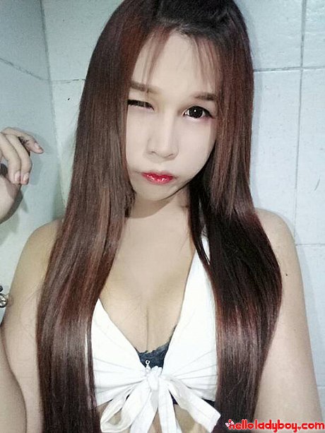 Small oriental transexual teases with her cleavage in her compilation - Image 10 of 16  in Ladyboy category  