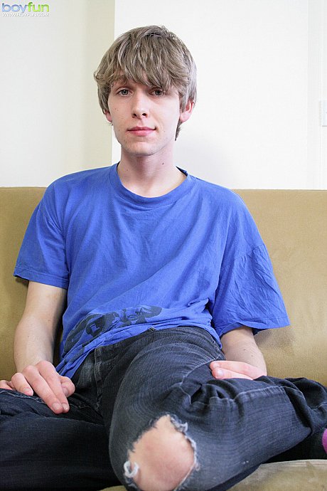 Hot twink Josh Frey strips naked & jerks his fully-erect massive penis up close - Image 2 of 21  in Gay category  