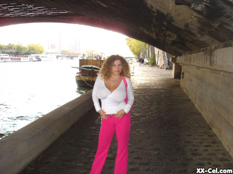 Curly haired babe Angel Crisa exposes her mesmerizing melons and poses in public - #647078
