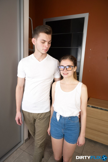 Petite young in glasses Bella Gray rides a enormous meat & takes a facial cumshot - #429216