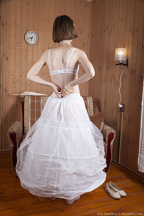 Hot chick woman Phanthom strips her vintage dress & lingerie to spread her fuzzy muff - Image 8 of 20  in Pussy category   featuring Lady Phanthom 