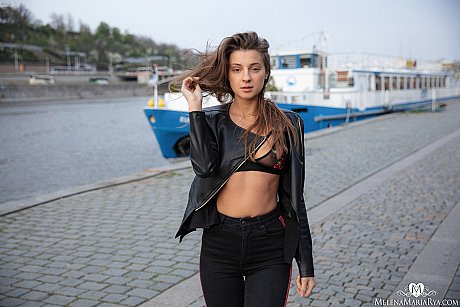 Thin lesbian Melena Tara & her hot girlfriend showing their great bums in public - Image 9 of 18  in Outdoor category   featuring Little Caprice, Melena Maria Rya 