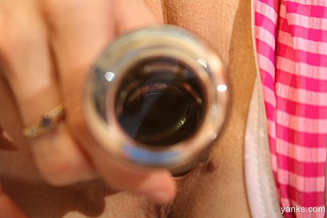 Thin redhead Kyran masturbated with glass dildo poolside in bikini panties - Image 10 of 16  in Dildo category   featuring Kyra Steele 