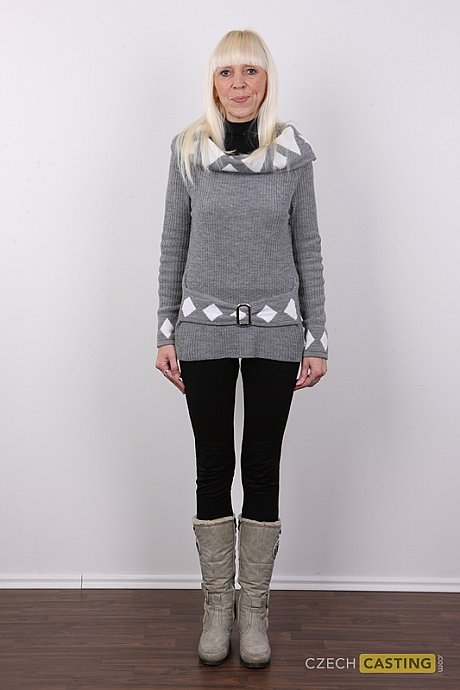 Aged yellow-haired woman removes her clothing to stand undressed for the first time - Image 2 of 20  in Tiny Tits category   featuring Dana 