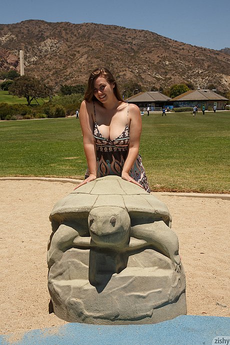 Charming babe Lillias Right teasing with gigantic tits & lovely tattoos in public - Image 8 of 11  in Outdoor category   featuring Lillias Right 