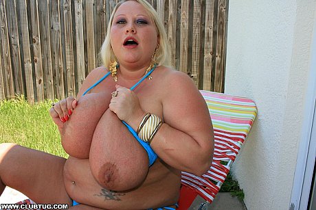 Blondy plumper in tiny bikini uncovering her huge flabby melons outdoor - Image 11 of 16  in Outdoor category   featuring Sienna Hills 