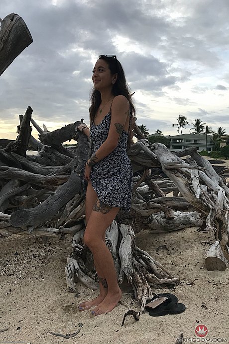 Teenie Mi Ha Doan flashes her boobies and exposes her silky cunt on the beach - Image 2 of 20  in Big Clit category   featuring Mi Ha Doan 