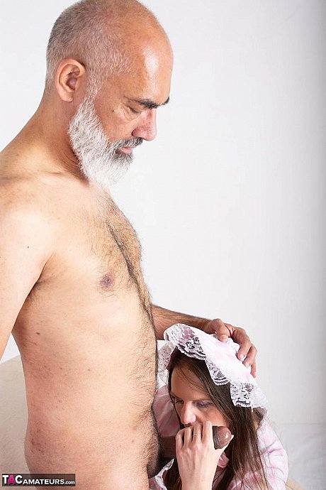 Brunette plumper Reckless Temptation gives an old hubby BF stud oral sex while clothed - Image 9 of 15  in Upskirt category   featuring Harry River, Reckless Temptation 