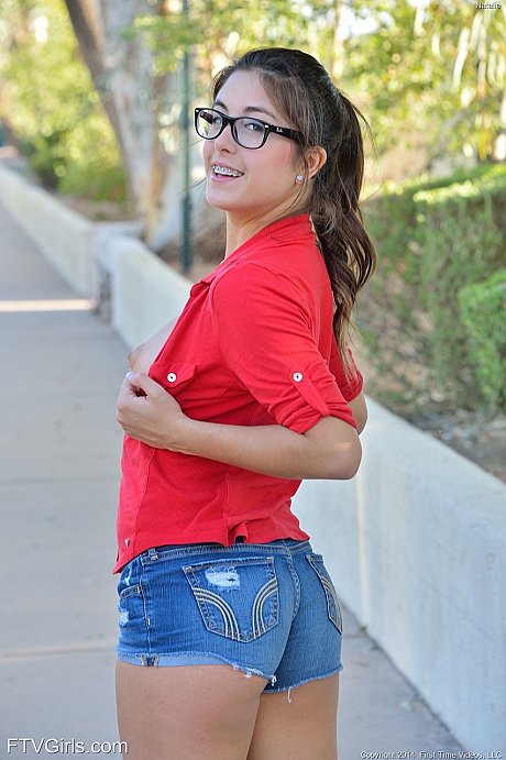 Sexy babe in glasses Natalie fingering herself after getting dirty in public - Image 5 of 20  in Teen category   featuring Natalie Monroe 