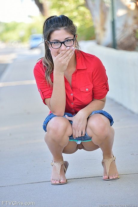 Sexy babe in glasses Natalie fingering herself after getting dirty in public - Image 7 of 20  in Teen category   featuring Natalie Monroe 