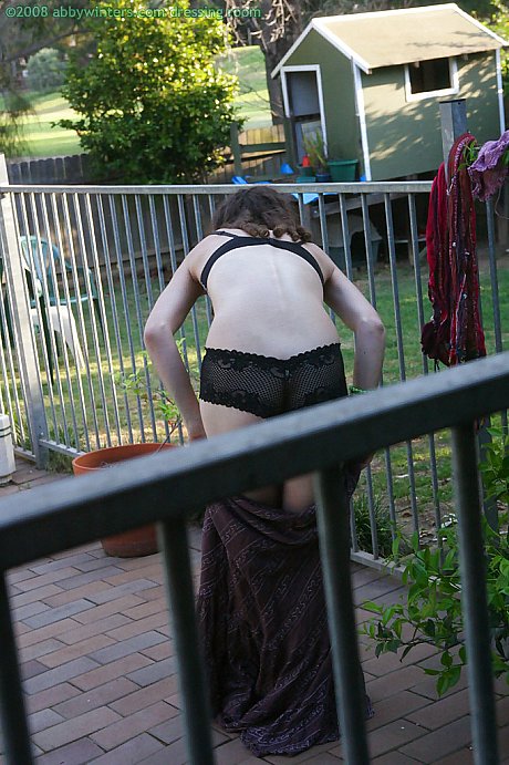 Horny brunette amateur Elyse getting dressed after masturbating - Image 9 of 16  in Outdoor category   featuring Elyse 