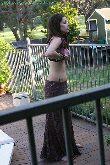 Horny brunette amateur Elyse getting dressed after masturbating - Image 13 of 16  in Outdoor category   featuring Elyse 