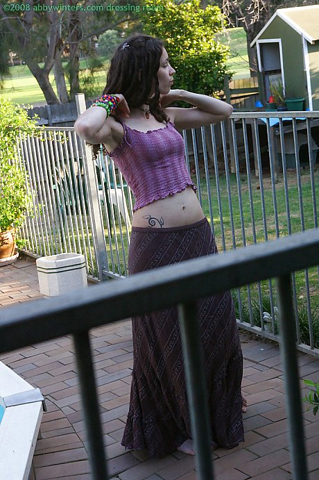Horny brunette amateur Elyse getting dressed after masturbating - Image 14 of 16  in Outdoor category   featuring Elyse 