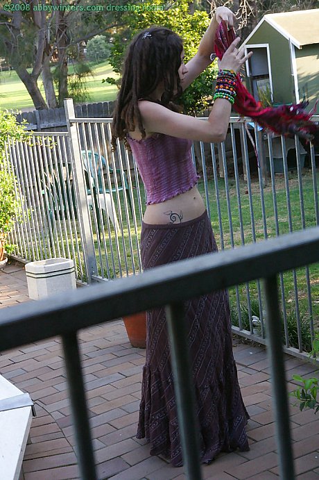 Horny brunette amateur Elyse getting dressed after masturbating - Image 15 of 16  in Outdoor category   featuring Elyse 