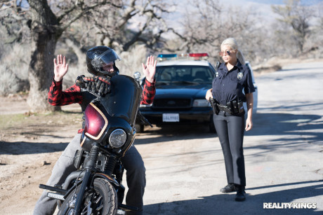 Blondie Spanish copper Bridgette B fucks a hot criminal on the cop car - #782276