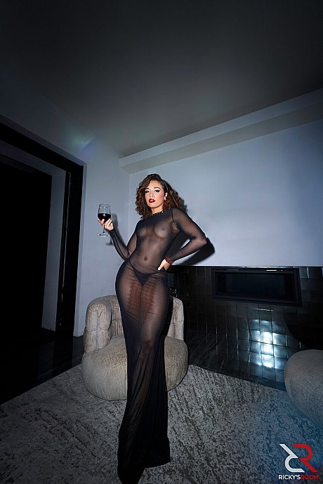 Brunette Willow Ryder poses in her sheer dress among a bunch of black males - Image 1 of 20  in Hardcore category   featuring Ricky Johnson, Chocolate God, Willow Ryder, Hollywood Cash, Derek Savage, Jay Hefner 