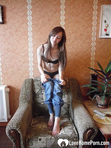 Petite all-natural brunette poses undressed before putting her clothes on - Image 20 of 21  in Amateur category  