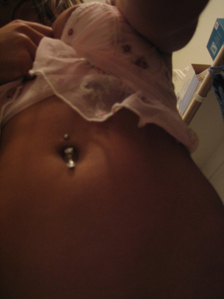 Amateur teen Melissa flaunts her incredible monstrous boobs and pierced belly - #1110528