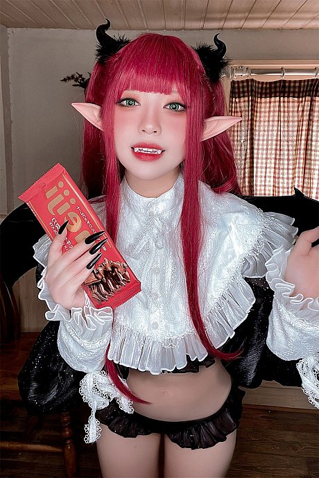 Ginger Head asian babe with pointy ears Liz poses in a seductive undergarment - Image 8 of 10  in Asian category  