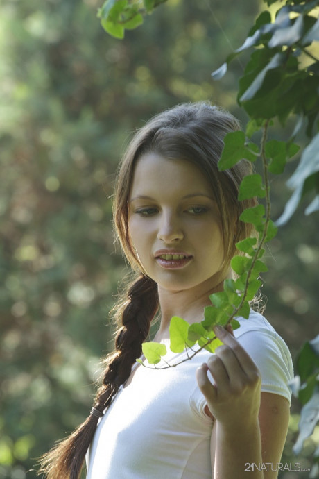Pigtailed brunette doll Liona Levi gets a picnic table snatch fuck in the park - #1225381