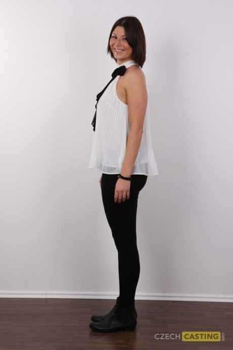 Caucasian secretary Pavla tries her hand at being a undressed model - #1308828