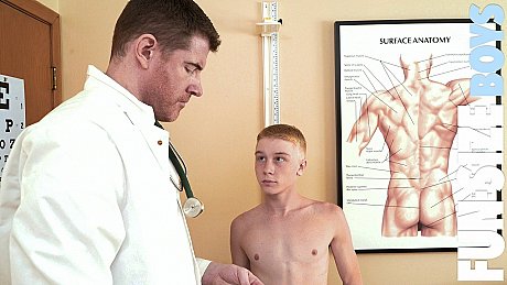 Blond twink Caleb gets his booty examined by Dr Wolf before getting boned - Image 6 of 20  in Gay category  