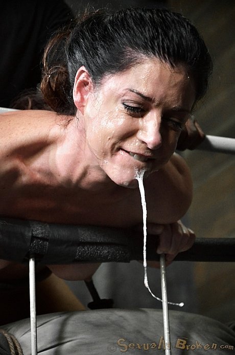 Hot brunette MILF slave gets bound and deepthroated for a mouthful of jizz - Image 15 of 16  in Hardcore category   featuring India Summer 