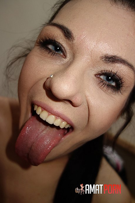 Badass teen revealing her bushy pussy and licking her boobs on the stairs - Image 12 of 15  in Pussy category  