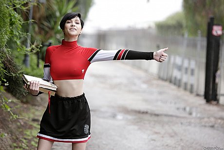 Hitchhiking cheerleader Cadey Mercury gets a fuck & facial from her horny ride - Image 3 of 21  in Pussy category   featuring Cadey Mercury, Ryan Ryder 