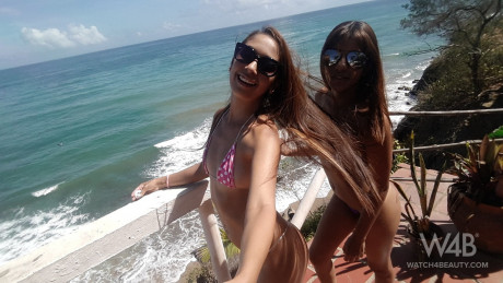 Venezuelan ladies Anastasia & Lola Banny taking outdoor selfies in fine bikinis - #693893