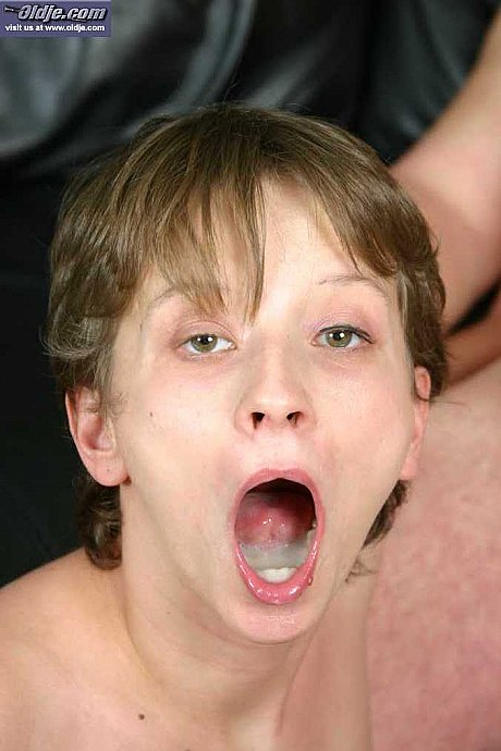 Skinny tomboy blows her sugar daddy's large dick until her mouth is cum filled - Image 15 of 16  in Blowjob category   featuring Gustavo, Valerie 