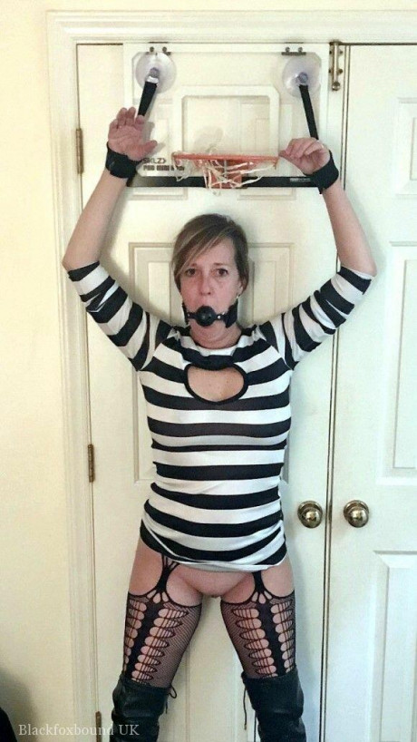 Amateur chick girl Meyer is gagged and restrained in various locations at home - #603262