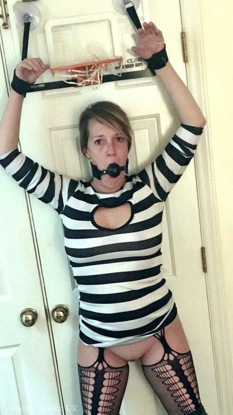 Amateur chick girl Meyer is gagged and restrained in various locations at home - #603266