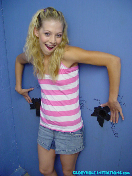 Tiny blonde Leah Luv sucking sperm after swallowing dong through the gloryhole #82618