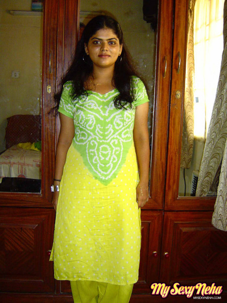 Neha in green and yellow Indian shalwar suit - #364423