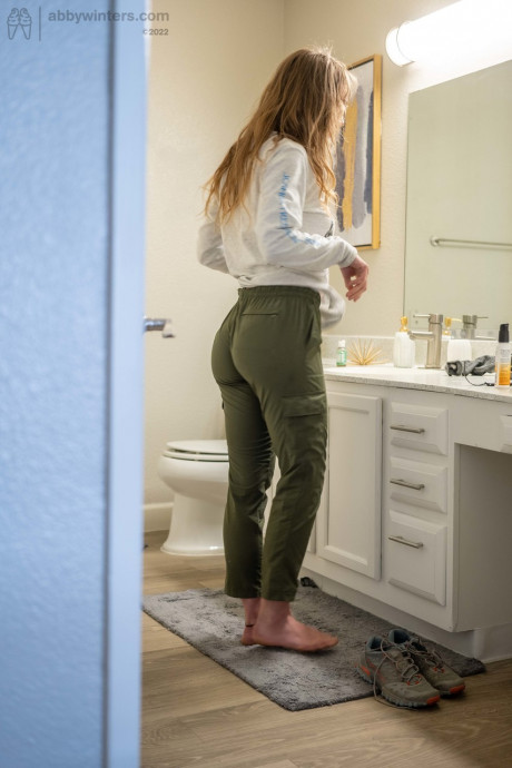 Blondy amateur shows her big butt & her small titties while getting dressed - #1075044